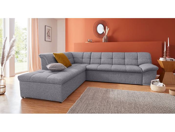 Ecksofa, Strukturstoff, Grau 271×232 cm, Ottomanen Links, Modern, Domo-Collection