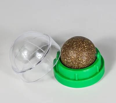 Pet Hub Rotatable Catnip Wall Ball: Interactive Toy For Cats, Teeth Cleaning & Hairball Removal   Freshens Breath   Natural Cat green