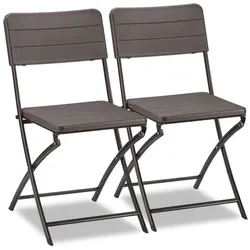 Relaxdays Gartenstuhl 2er Set Holzoptik Braun