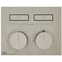 Gessi HI-FI, Fertigmontageset Unterputz-Thermostat mit Tasten-Bedienung, 2 separate Ausgänge, 63004149, Farbe: Finox Optik