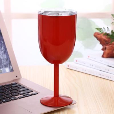 Inspired Deals Insulated Wine Tumbler Stainless Steel Wine Cup Vacuum Goblet With Lid red