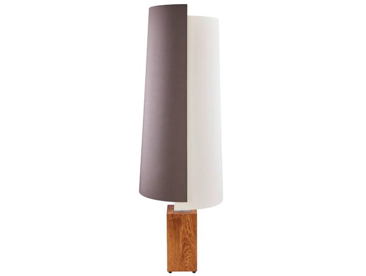 Herzblut Stehleuchte, Braun, Silberfarben, Textil, Asteiche, massiv, 120 cm, Fussschalter, Lampen & Leuchten, Innenbeleuchtung, Stehlampen, Stehlampen