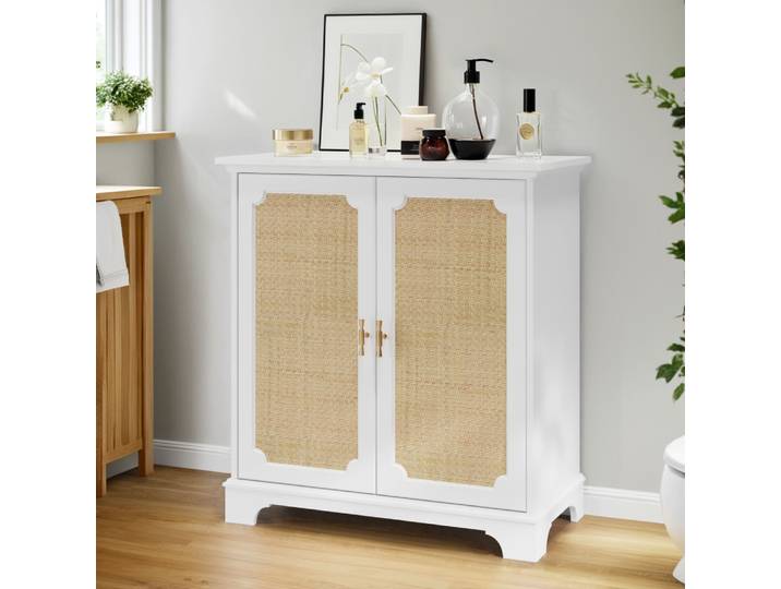 Buffet, Buffet, Armoire à vin avec portes en rotin, Buffet de cuisine, Armoire décorative pour couloir, zone d'entrée et salon