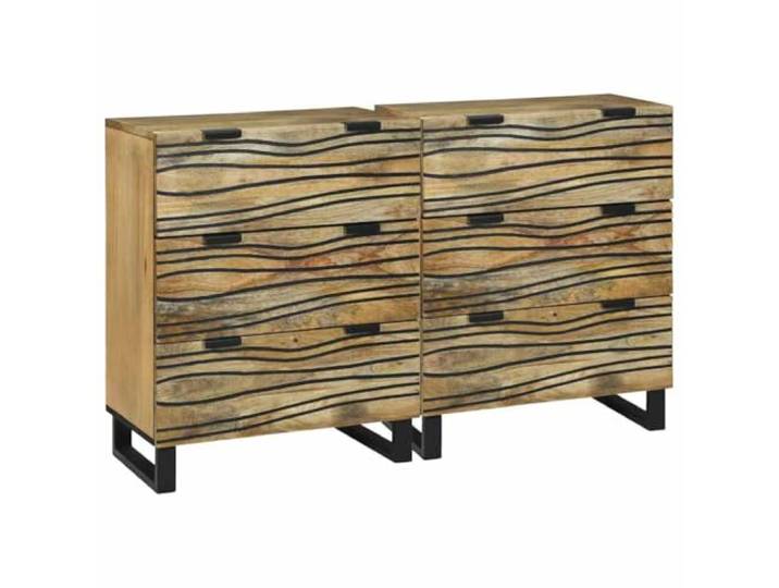 HGFDVCMR Sideboard 2er Set Natur 120x33,5x75 cm Massivholz Mango Elegante Anrichte aus Mangoholz mit 6 Schubladen für Wohnzimmer und Schlafzimmer mit viel Stauraum.