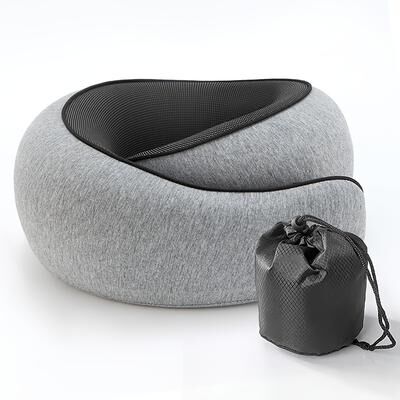 Uplifted Trends Snail Style U Shaped Memory Foam Travel Neck Pillow Adjustable Support For Travel And Nap Time dark Gray