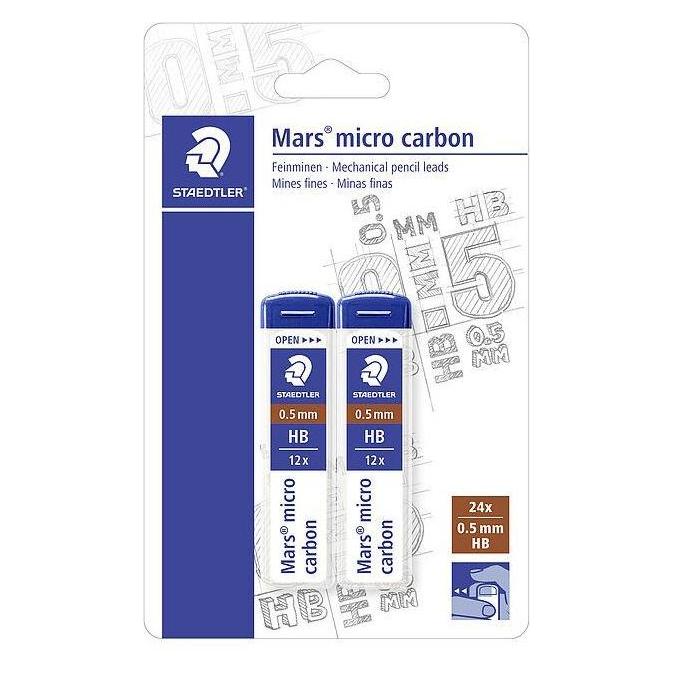 Staedtler Mars micro carbon 250 Mine für Druckbleistift Blisterkarte mit 2 Minendosen, 0.5 mm, HB (2 Stk., 0.50 mm, HB) (2505HBBK2D)