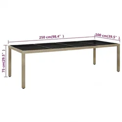 Gartentisch Hartglas und Poly Rattan| vidaXL : Farbe - Beige und Schwarz