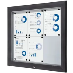 Showdown Displays Abschließbarer Schaukasten »Premium« 6x A4 grau, 80.5x76x4.7 cm