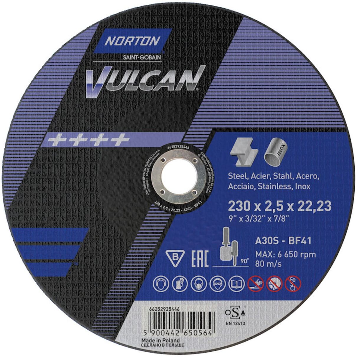 Norton Trennscheibe Vulcan Stahl/Inox gerade 230x2,5 ; Saint-Gobain (66252925446)