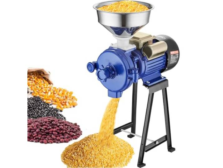 VEVOR Moulin à Grains Électrique\, Broyeur à Épices Commercial 3000 W\, Moulin à Farine de Blé à Sec\, Réglable en Épaisseur\, avec Entonnoir\, pour Moudre Rapidement Céréales Épices Herbes Poivres Maïs