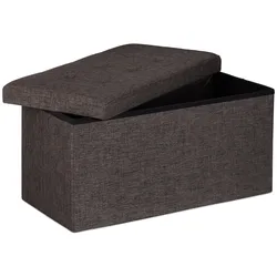 Relaxdays Faltbare Sitzbank XL, mit Stauraum, Sitzcube mit Fußablage, Sitzwürfel als Aufbewahrungsbox, 38x76x38cm, braun