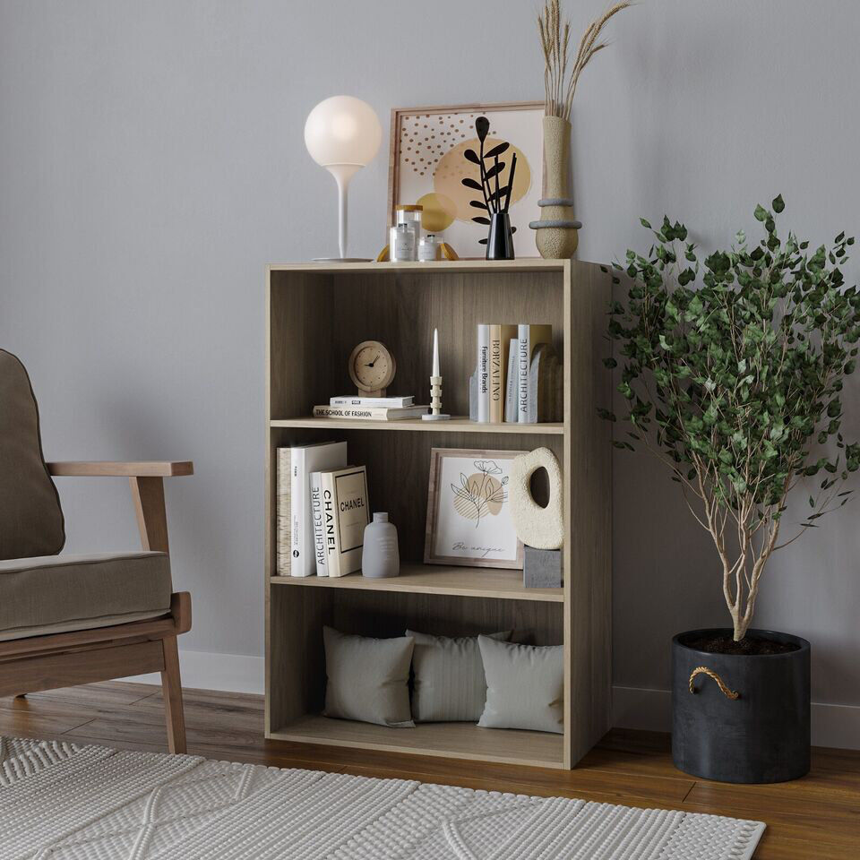 17 Stories Tahura 90 cm H x 60 cm W Solid Wood Ladder Bookcase Oak