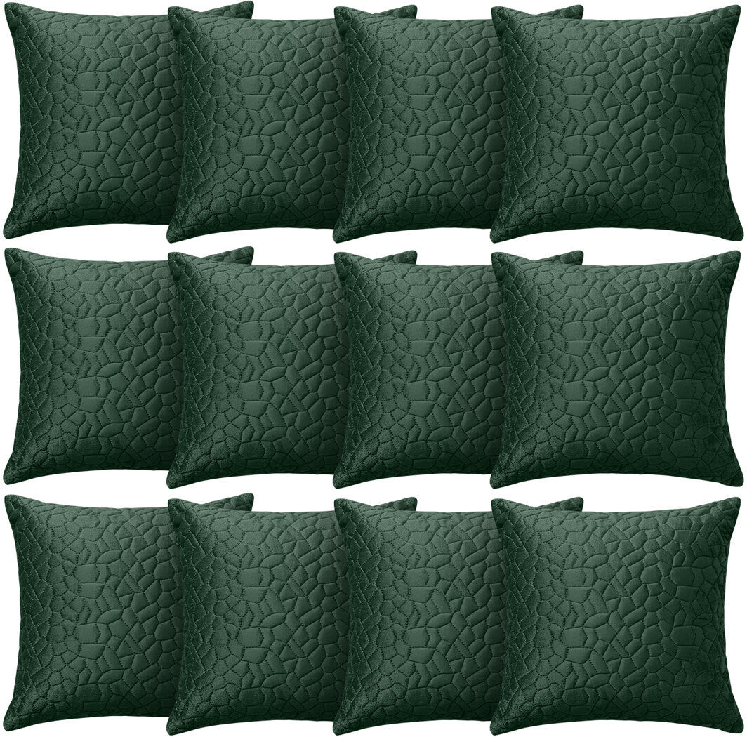 Aspire Homeware Geometric Square Velvet Cushion Covers Emerald Pack of 12
