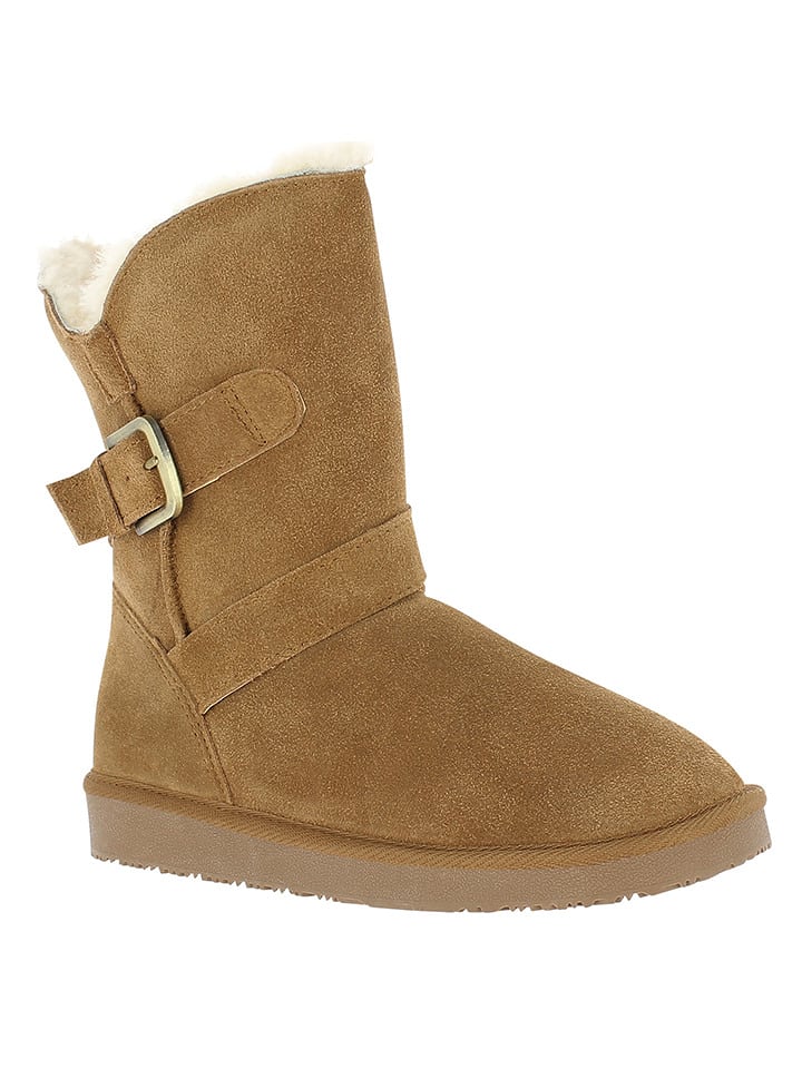 Gooce Leder-Winterstiefel "Blume" in Hellbraun - 37