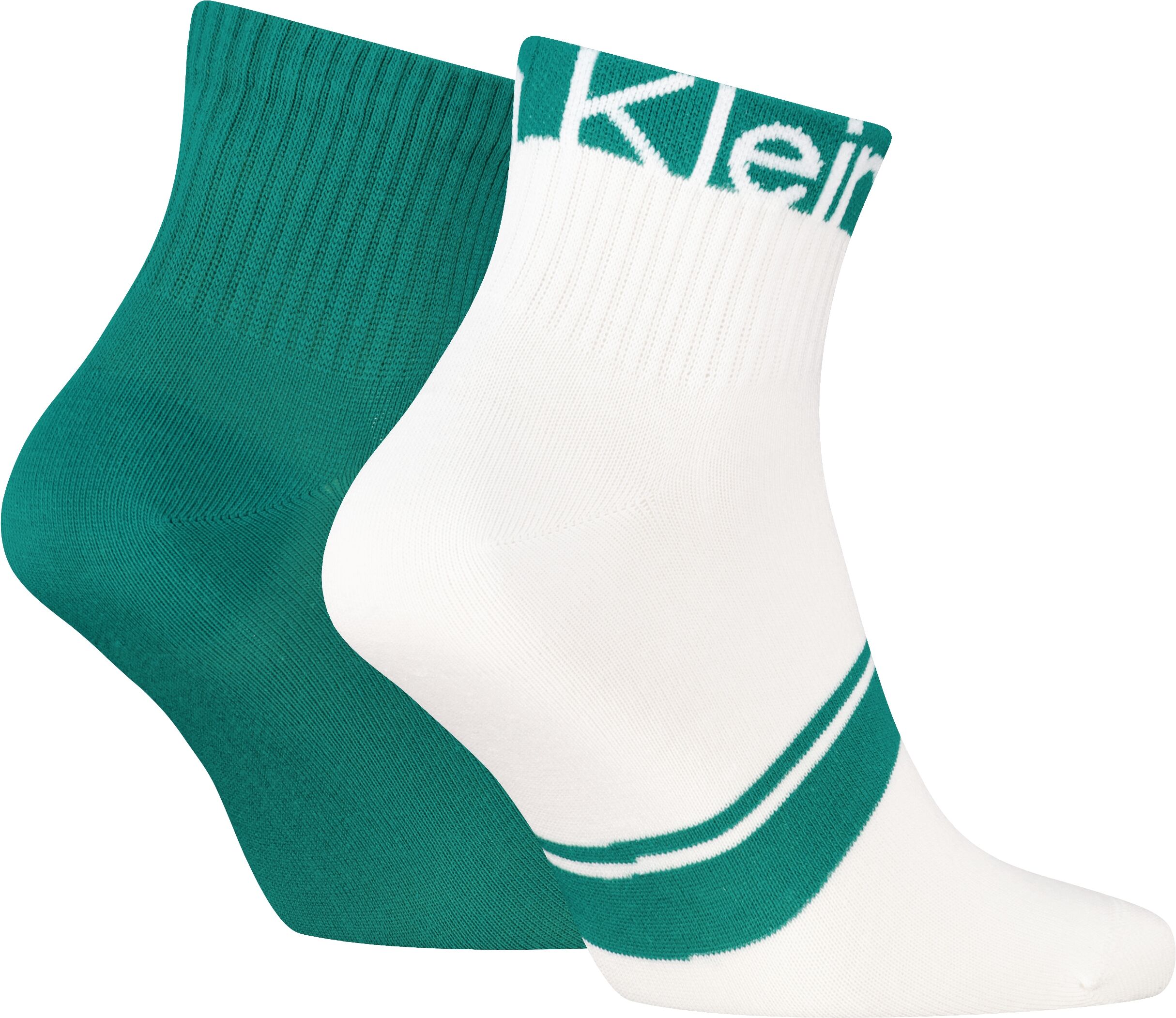 Kurzsocken CALVIN KLEIN "CK MEN QUARTER LOGO STRIPE", Herren, grün (jade grün), Baumwollmischung, normal, Socken Kurzsocken, mit breitem Rippenbündchen, Cotton-Mix jade grün Einheitsgröße