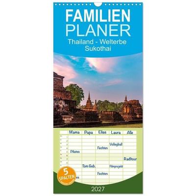 Familienplaner 2027 - Thailand - Welterbe Sukothai mit 5 Spalten (Wandkalender, 21 x 45 cm) CALVENDO