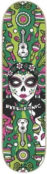 Skateboard Deck Hydroponic Mexican Skull 2.0 (8" - Green Catrina)