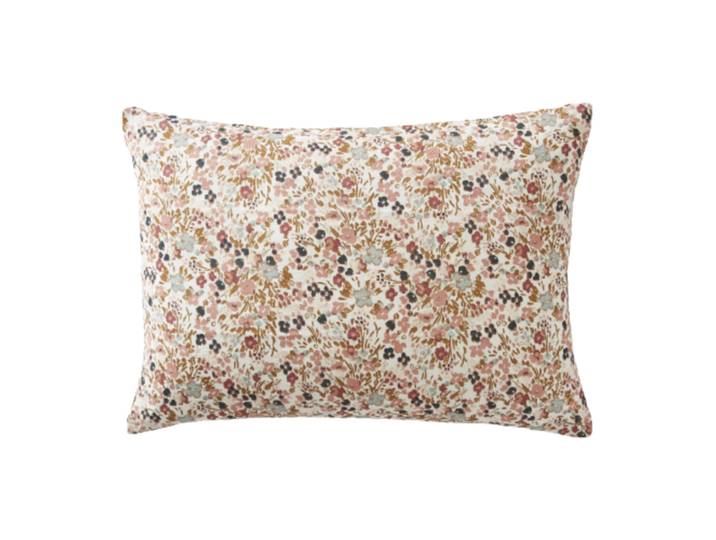Taie d'oreiller gaze de coton imprimé floral rose 50x70