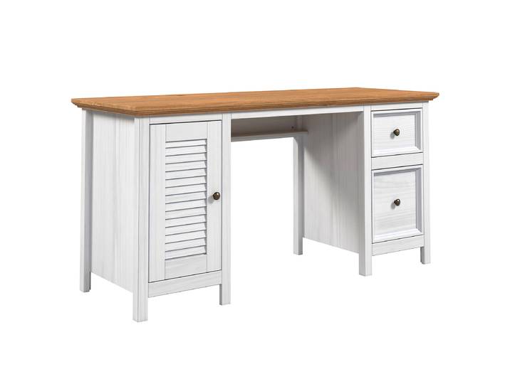 Bureau massif 150 x 75 x 55cm Blanc/Epicéa blanc
