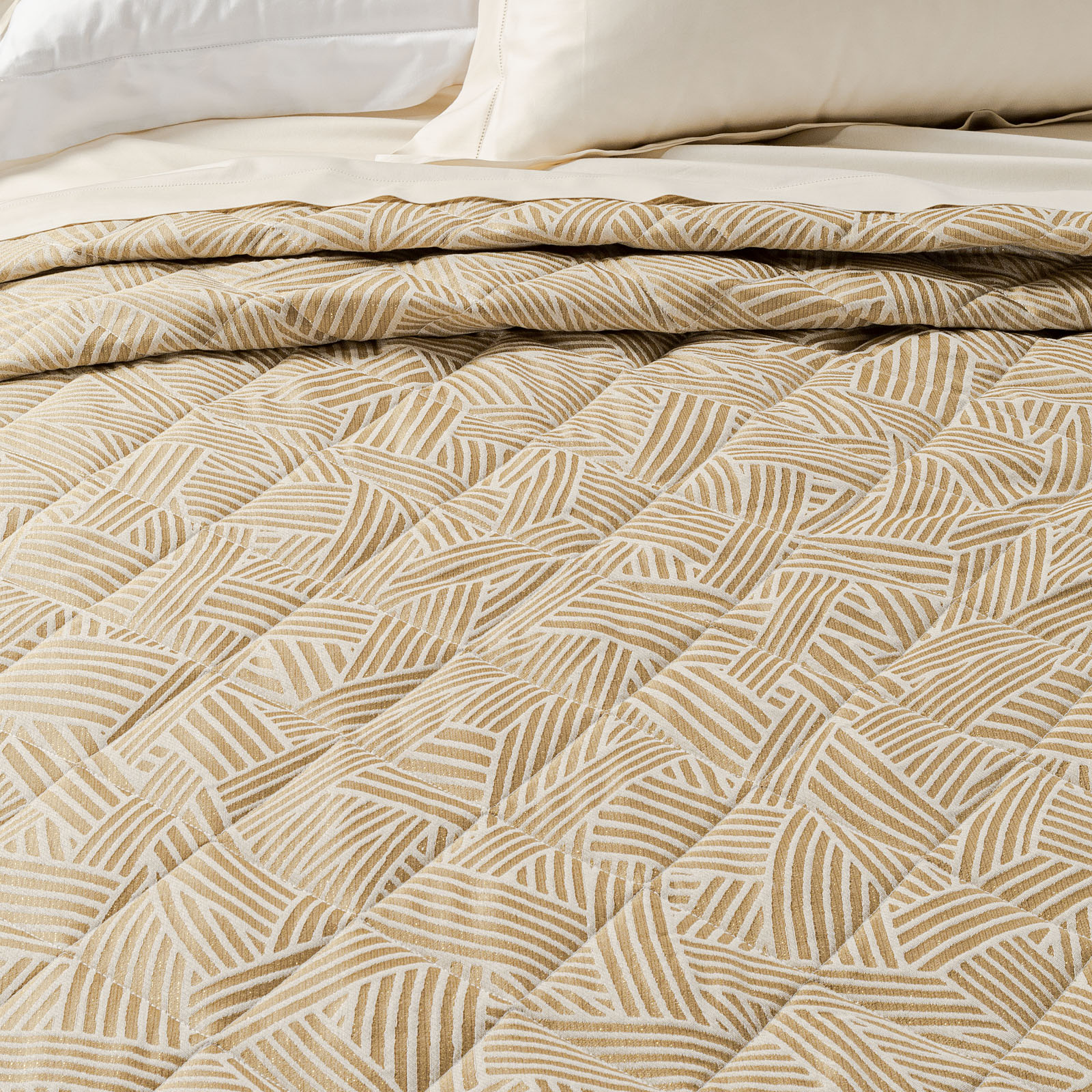 Copriletto Trapuntato in Raso Jacquard Silver Matrimoniale Dreaming Non specificato Oro Caleffi