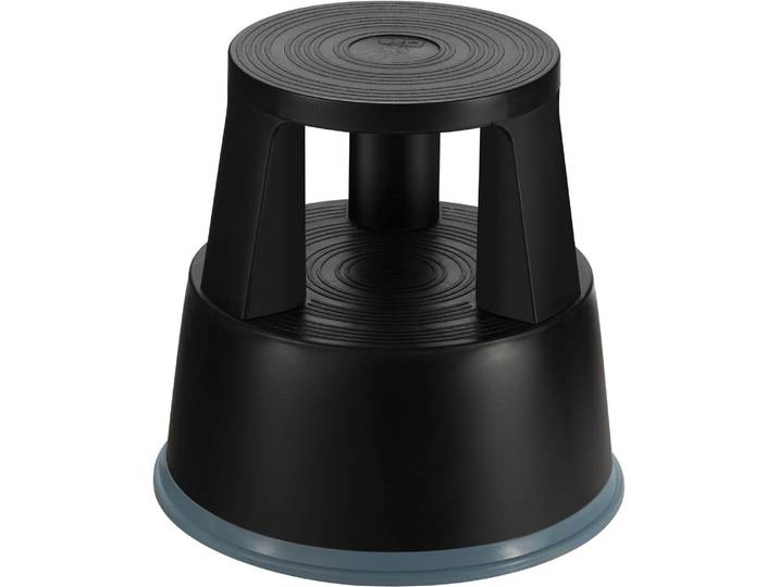 Tabouret marchepied roulant plastique 2 marches - noir - - Bruneau
