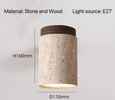 Uplifted Goods Modern Travertine Ceiling Lamp brown Big warm Light