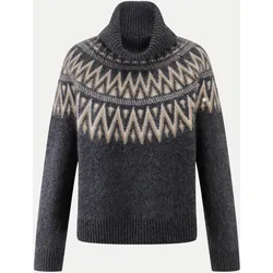 Rollkragenpullover aus Woll-Kaschmir-Mix mit Fair-Isle-Muster Grau S