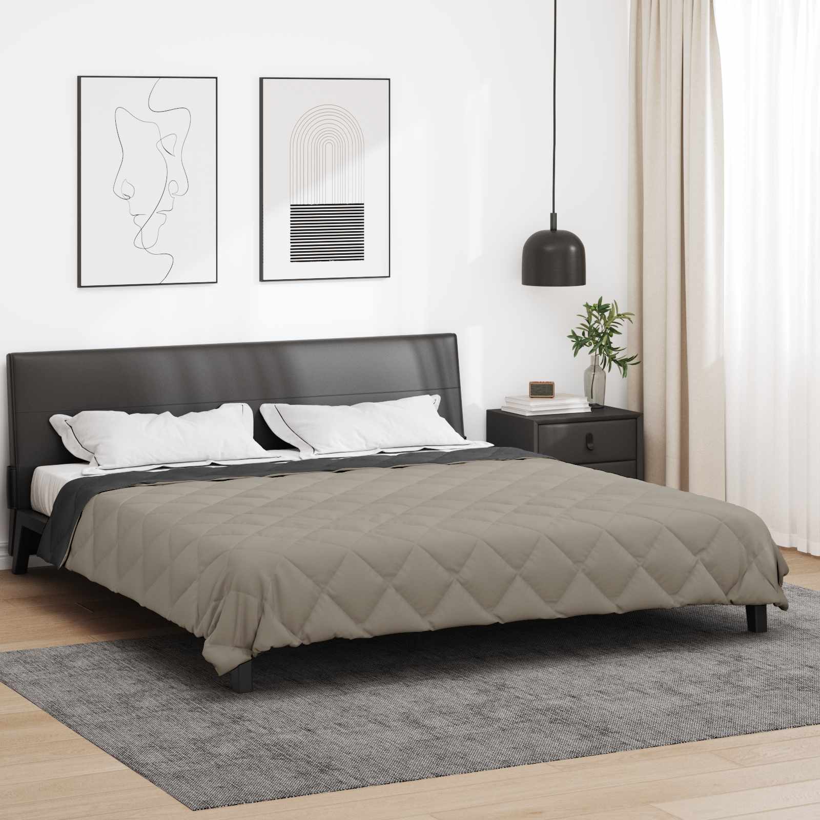 vidaXL Duvet complet toute l'année Gris clair et anthracite Microfiber
