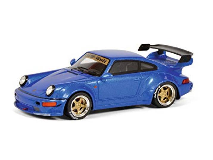 Schuco 450911400 RAUH-Welt RWB Porsche 911, serie 964, modelauto, schaal 1:43, hars, blauw metallic