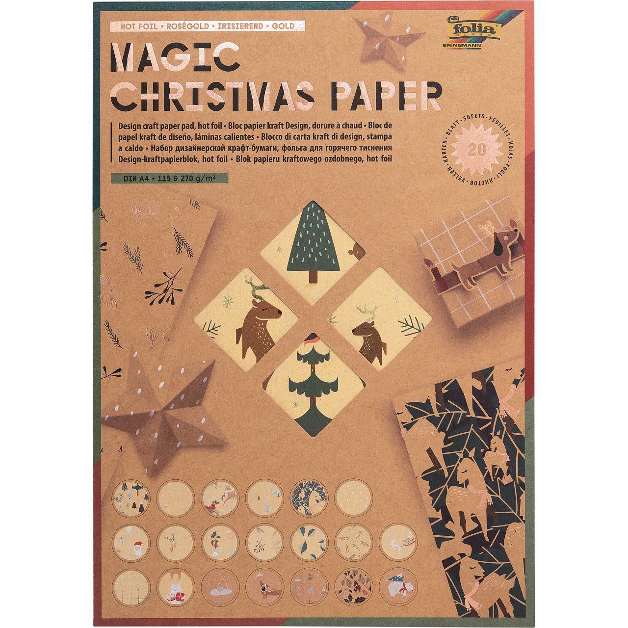 folia Motivblock Magic Christmas Paper farbsortiert 115/270 g/qm 20 Blatt