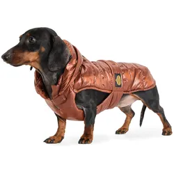 Fashion Dog gesteppter Regenmantel speziell für Dackel, Bronze-Metallic - 47 cm