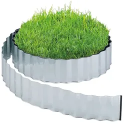 Relaxdays Rasenkante 15m aus Metall Silber