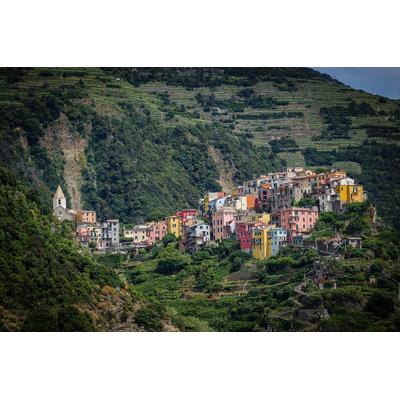 Fototapete PAPERMOON "Stadt in Bergen", bunt, B:5m L:2,8m, Vlies, Tapeten