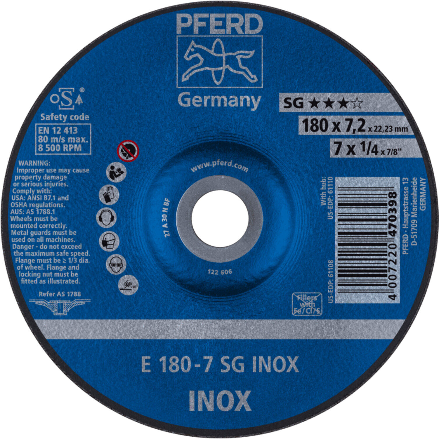 PFERD Schruppscheibe E 180-7 SG INOX (4007220470398)