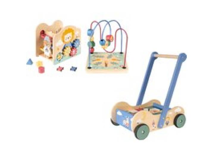 LUPILU® Chariot à pousser ou cube de motricité en bois