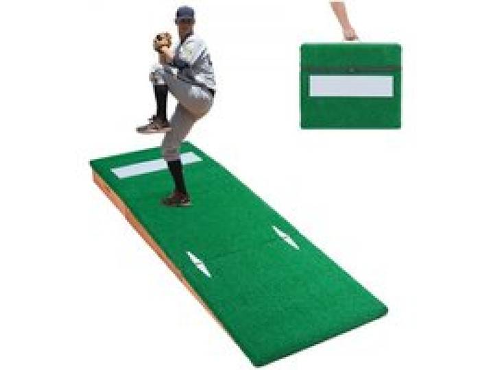 VEVOR Pitching Mound, tragbarer Baseball Pitcher Mound, 85 Zoll Pitching-Trainingsausrüstung (Oudoor / Indoor), Softball-Pitching-Hilfen mit Antifade-Rasen & Pitching-Gummi & verstellbare Basis