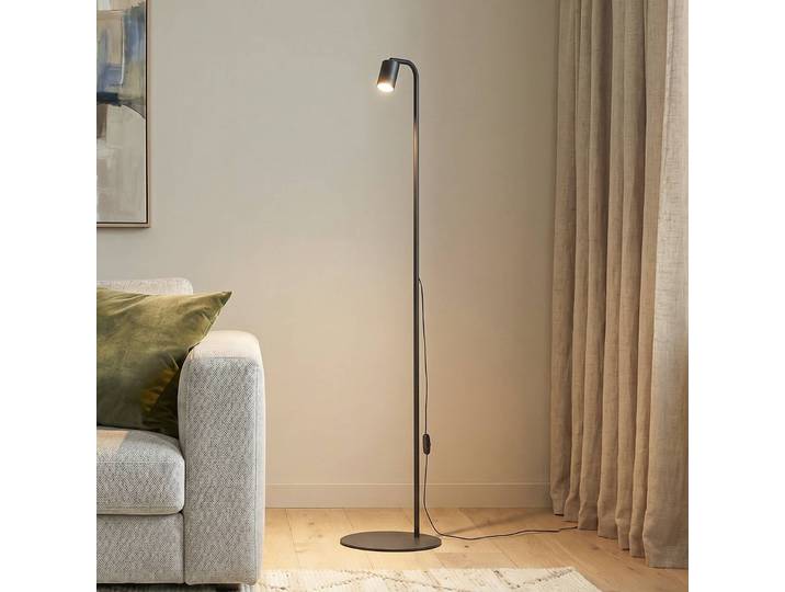 Vloerlamp Nex, zwart, Woon-/ Eetkamer, metaal, vloerlamp