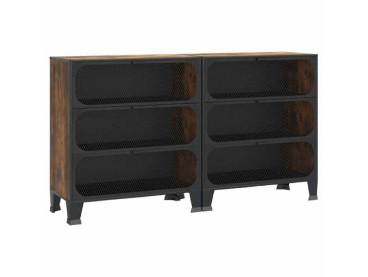 Heofavd Lagerschrank 2er Set Sideboard 72x36x82 cm Metall MDF Braun