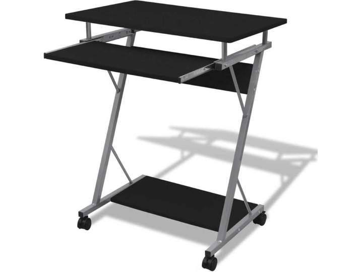 Table d'ordinateur Chariot d'ordinateur PC Table de bureau Ordinateur portable Roulettes noir