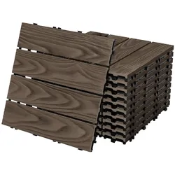 ML-Design ECD Germany – WPC Terrassenfliesen – 30x30 cm 11 Stk.=1m2 Dunkelbraun | Holzoptik, Klicksystem mit Drainage