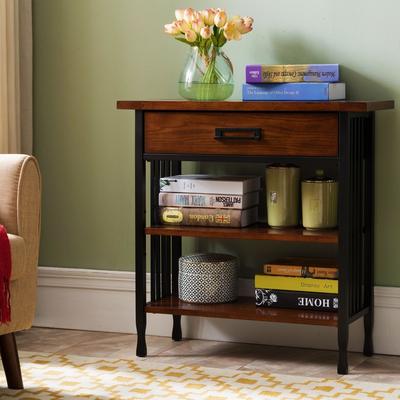 Design House Leick Furniture Ironcraft Mission Oak Foyer Bookcase w/ Drawer Storage