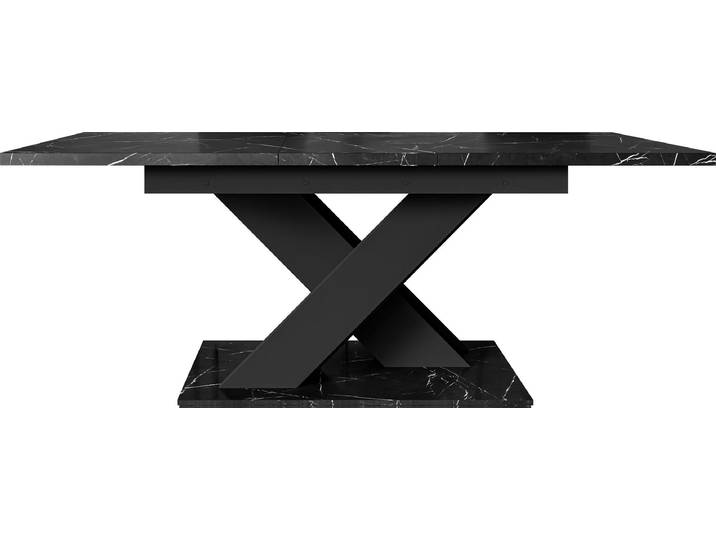 MIRJAN24 Esstisch Bronx, Stilvoll Ausziehbar Esszimmertisch, Design Tisch, Esszimmer (Farbe: Marmor Black Royal / Schwarz)