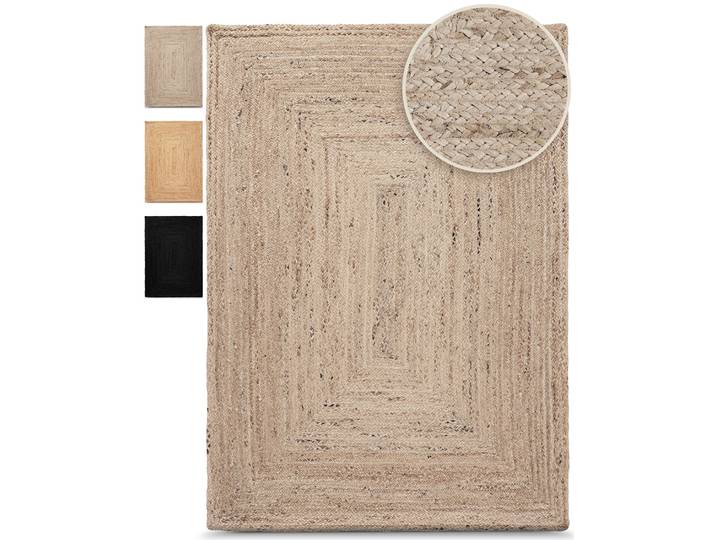 Teppich CARPETFINE Nele Juteteppich Naturfaser , taupe, B:75cm H:6mm L:300cm, Jute, Teppiche, Teppich, geflochtener Wendeteppich aus 100% Jute, quadratisch und als Läufer