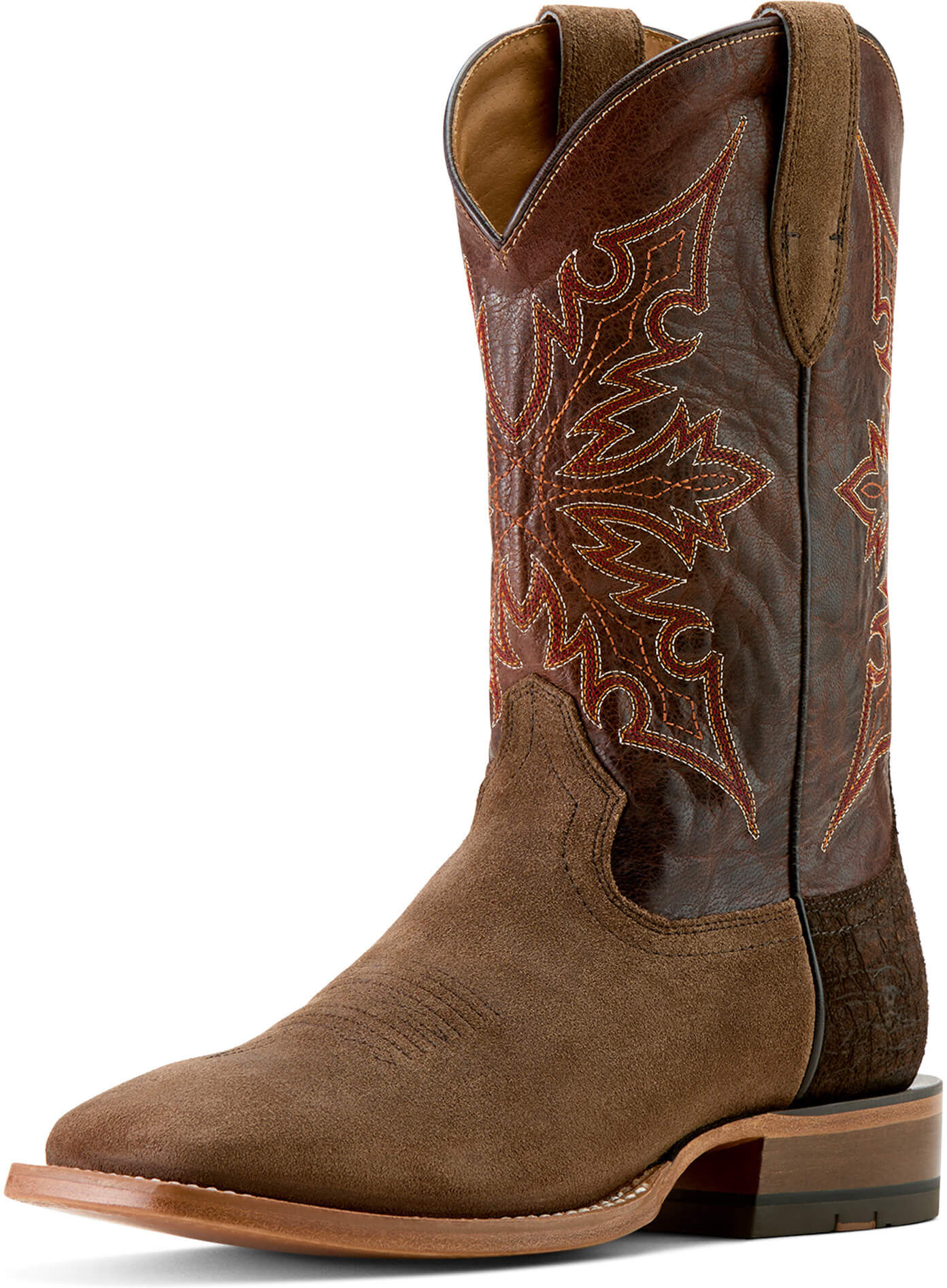 Men's Circuit Gritty Wide Square Toe Cowboy Boots in Ranch Brown Suede Hickory Smoke, Size: 9 EE by Ariat