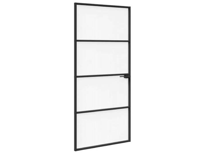 Wohnzimmer-Tür 93 x 201,5 x 3,5 cm ESG-Glas,Aluminiumrahmen,Griffe,Schlösser,Raumteiler,Wohnzimmer,Küche,feuchtes Tuch,herausnehmbar