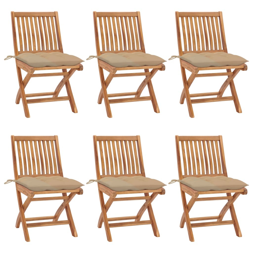Maison Exclusive - Klappstühle mit Kissen, 6-teilig, Massivholz Teakholz