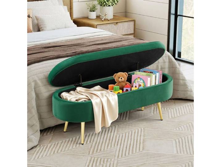 Banc de rangement multifonctionnel 110x40x42 cm Vert foncé Velours design moderne rangement pratique