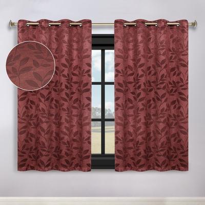 Superior Leaves Botanical Room Darkening Grommet Curtain Panels Set of 2, Machine Washable Window Treatments