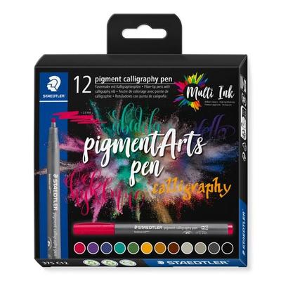 STAEDTLER Schreib- und Zeichbedarf pigment calligrafie Fasermaler Calligraphy, 12er Set