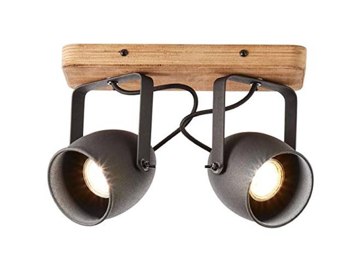 BRILLIANT Crowton Spotbalken 2flg kohlenschwarz/holz Innenleuchten,Strahler,-Balken 2x PAR51, GU10, 6W, geeignet für Reflektorlampen (nicht enthalten) Köpfe schwenkbar